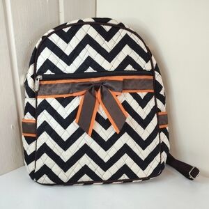 Rosen Blue Quilted backpack black and white chevron pattern